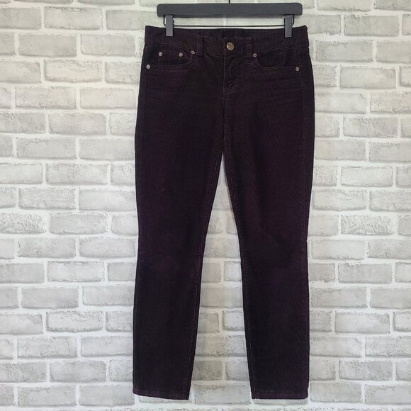J Crew Corduroy Pants Women 27 Purple Straight Mid Rise - Picture 1 of 10
